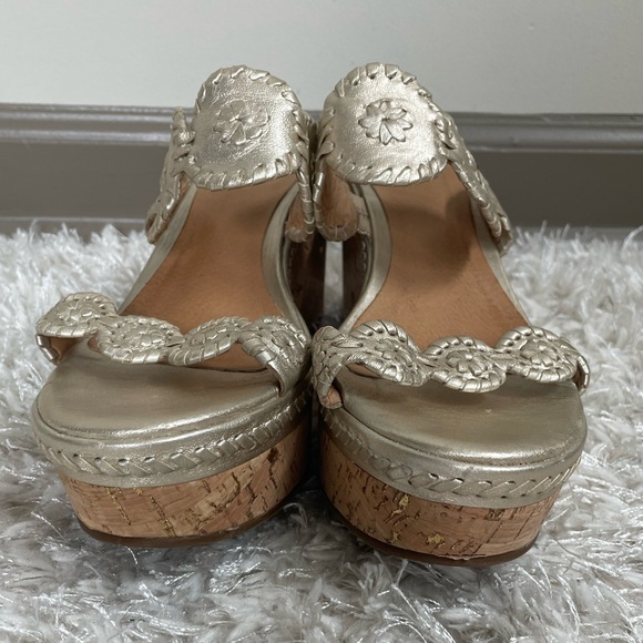 Jack Rogers Platinum Leigh Wedge Sandals Soft Gold - Picture 3 of 11